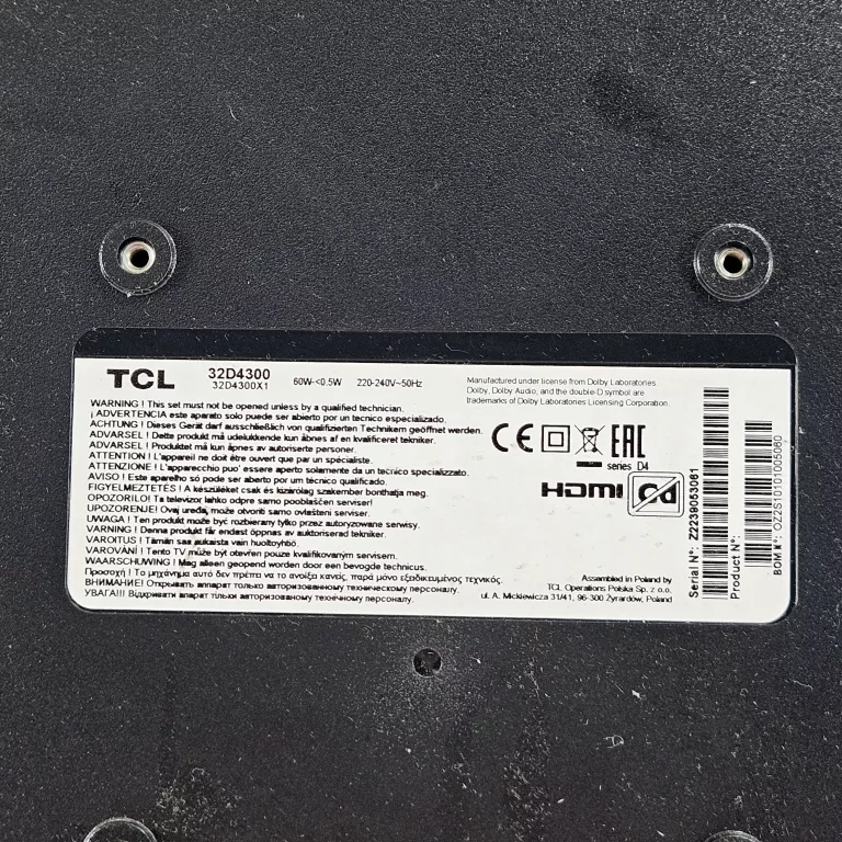 TELEWIZOR TCL 32D4300