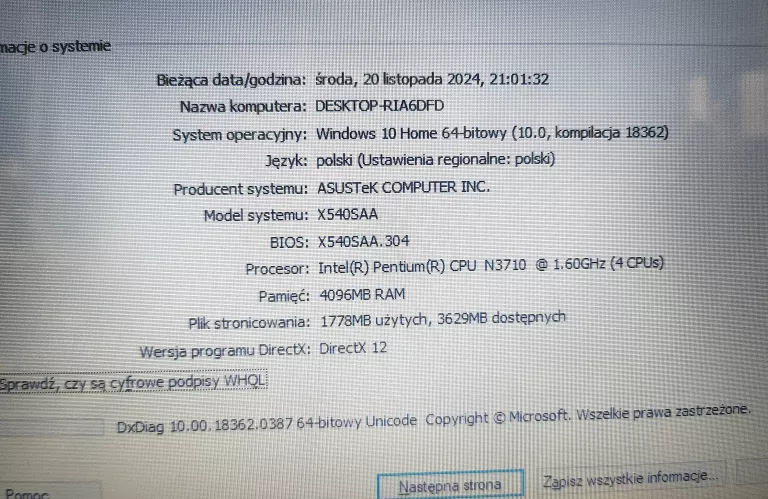 LAPTOP ASUS X540S
