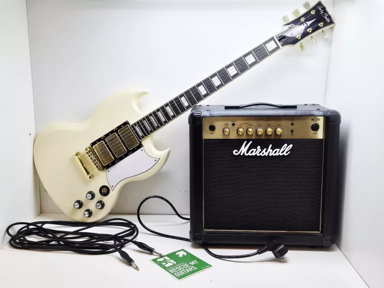 GITARA ELEKTRYCZNA HARLEY BENTON DC-600 VI ORAZ WZMACNIACZ MARSHALL MG15