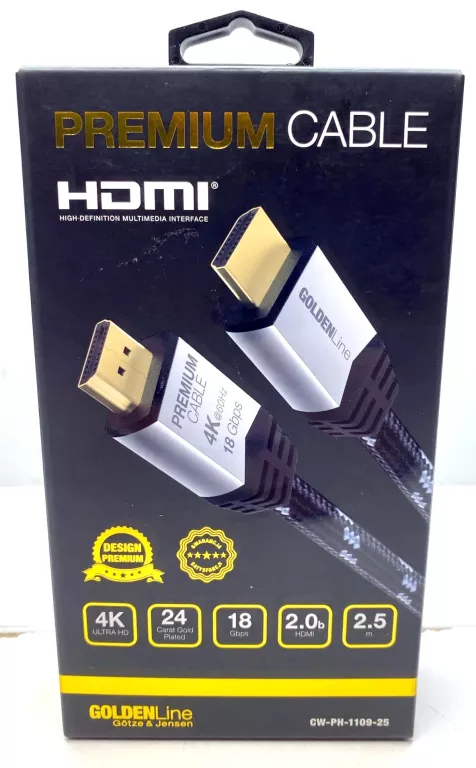 KABEL HDMI-HDMI GOTZE JENSEN GOLDENLINE 2.5M W PUDEŁKU
