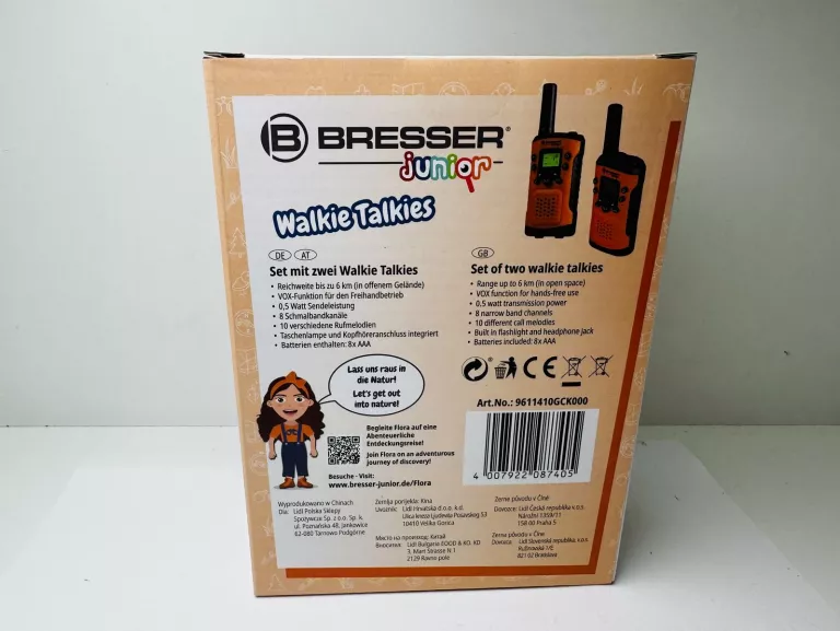 BRESSER JUNIOR WALKIE TALKIE ZASIĘG 6 KM. POMARAŃCZOWY