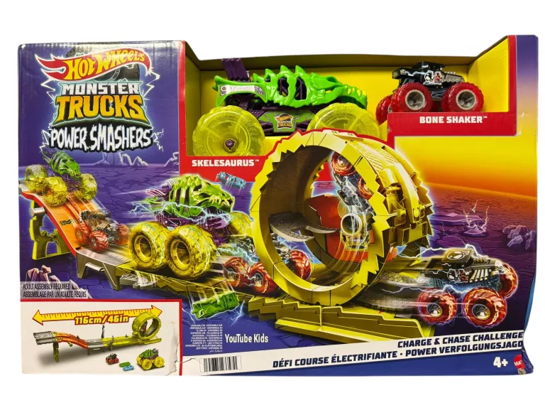 HOT WHEELS MONSTER TRUCKS ZESTAW WYZWANIE SZARŻA I POŚCIG HXT05 N0WE!