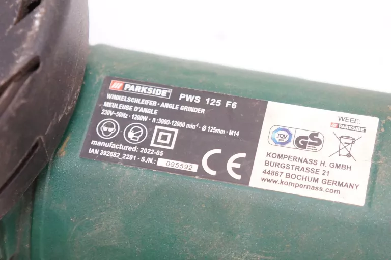 SZLIFIERKA KĄTOWA PARKSIDE PWS 125 F6 1200W