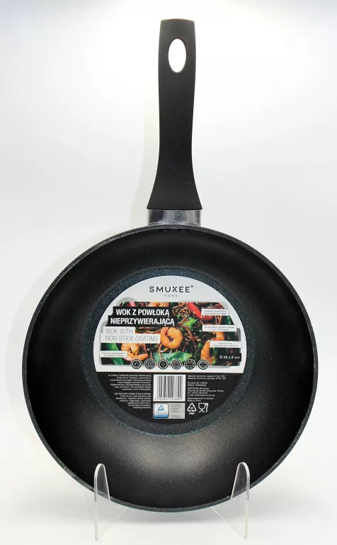 SMUKEE PATELNIA WOK Z POWŁOKĄ NIEPRZYWIERAJĄCĄ 28 X 8 CM CZARNA