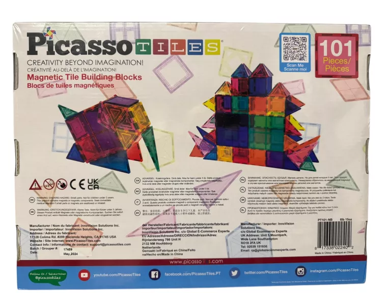 PICASSO TILES KLOCKI MAGNETYCZNE KONSTRUKCYJNE 101 ELEMENTÓW N0WE!