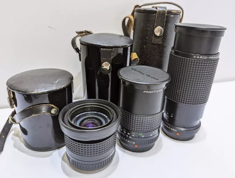 APARAT KLISZOWY PRAKTICA B200 + 4 OBIEKTYWY - ZESTAW!
