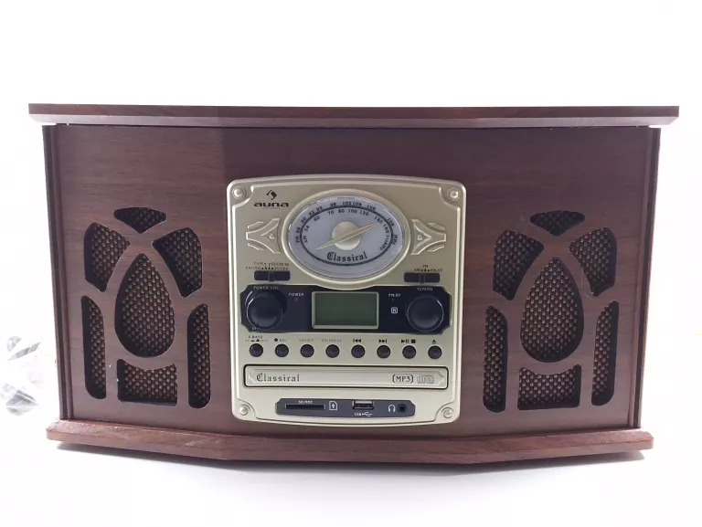 GRAMOFON RETRO AUNA NR-620 Z RADIEM CD KASETY WIEŻA STEREO NAGRYWANIE MP3