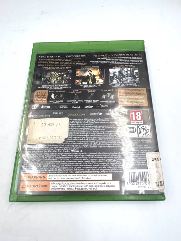 GRA NA XBOX ONE DEUS EX MANKIND DIVIDED ROZŁAM LUDZKOŚCI EDYCJA PREMIEROWA