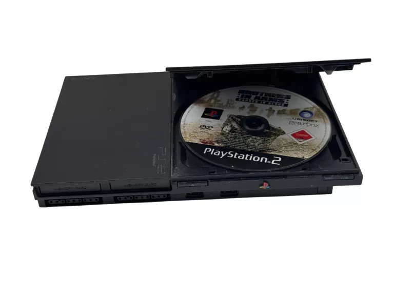 KONSOLA PS2 SLIM + 2 PADY + 3 KARTY PAMIĘCI, KABEL ZASILAJĄCY,CZINCZE
