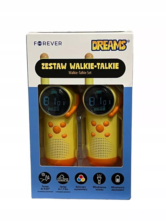 FOREVER DREAMS ZESTAW WALKIE-TALKIE KRÓTKOFALÓWKI ŻÓŁTE