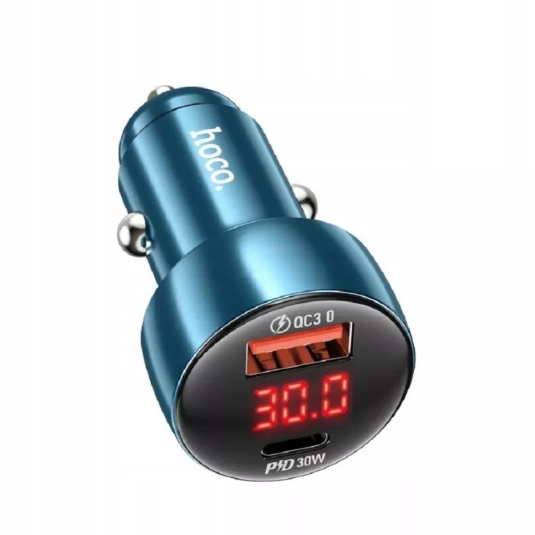 HOCO ŁADOWARKA SAMOCHODOWA USB A + TYP C Z WYŚWIETLACZEM + KABEL TYP C