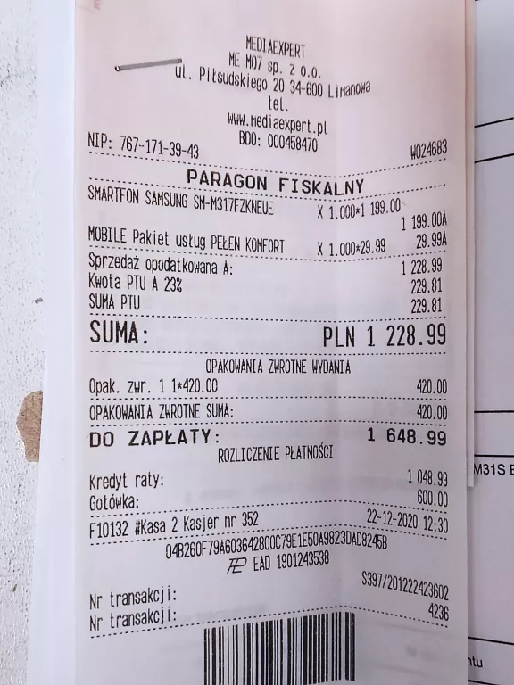 TELEFON SAMSUNG GALAXY M31S + PUD (PATRZ OPIS )