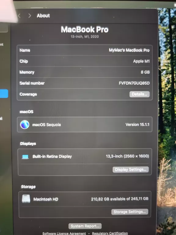 APPLE MACBOOK PRO A2338 M1 8/256GB