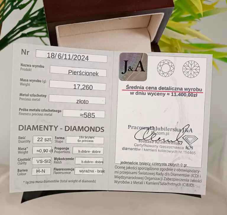 ZŁOTY PIERŚCIONEK Z BRYLANTEM 17,26G 585