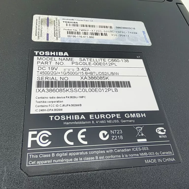 LAPTOP TOSHIBA SATELLITE C660 TORBA