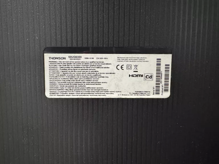 TELEWIZOR THOMSON 50UG6300 50" 4K ULTRA HD DVB-T2 SMART TV