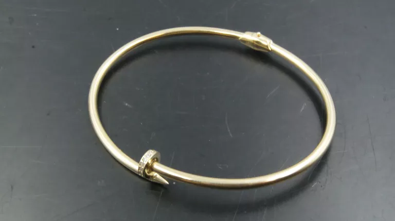 ZŁOTA BRANSOLETKA "GWÓŹDŹ" Z CYRKONIAMI 585 5,46G 63MM ŚREDNICA