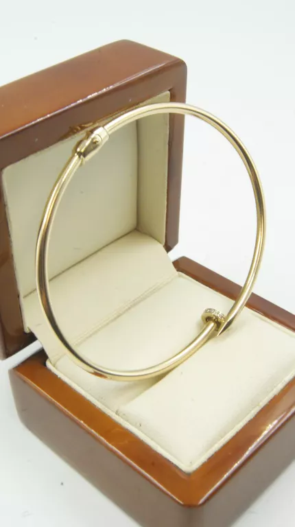 ZŁOTA BRANSOLETKA "GWÓŹDŹ" Z CYRKONIAMI 585 5,46G 63MM ŚREDNICA
