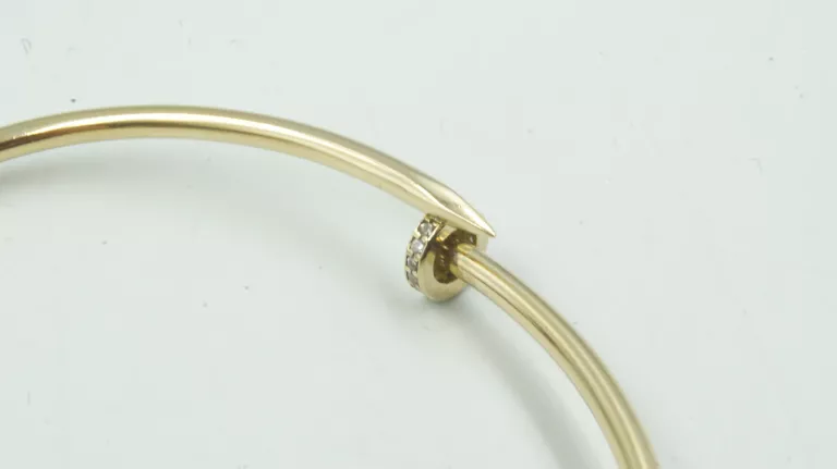 ZŁOTA BRANSOLETKA "GWÓŹDŹ" Z CYRKONIAMI 585 5,46G 63MM ŚREDNICA