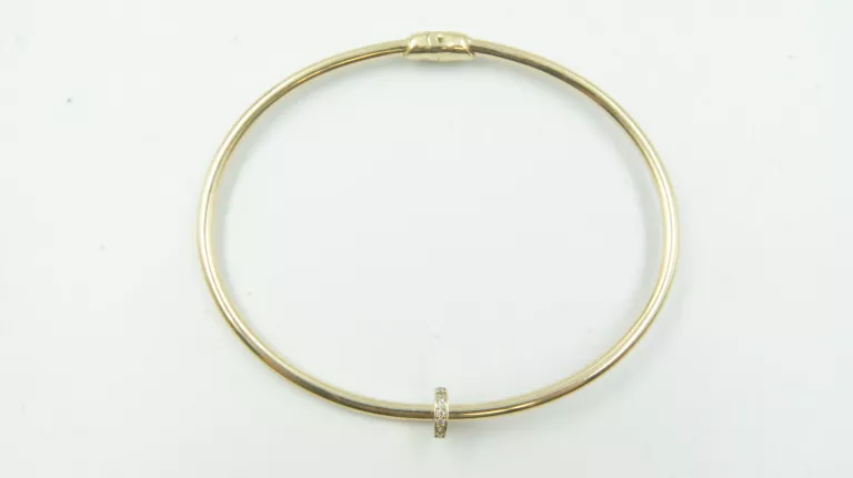 ZŁOTA BRANSOLETKA "GWÓŹDŹ" Z CYRKONIAMI 585 5,46G 63MM ŚREDNICA