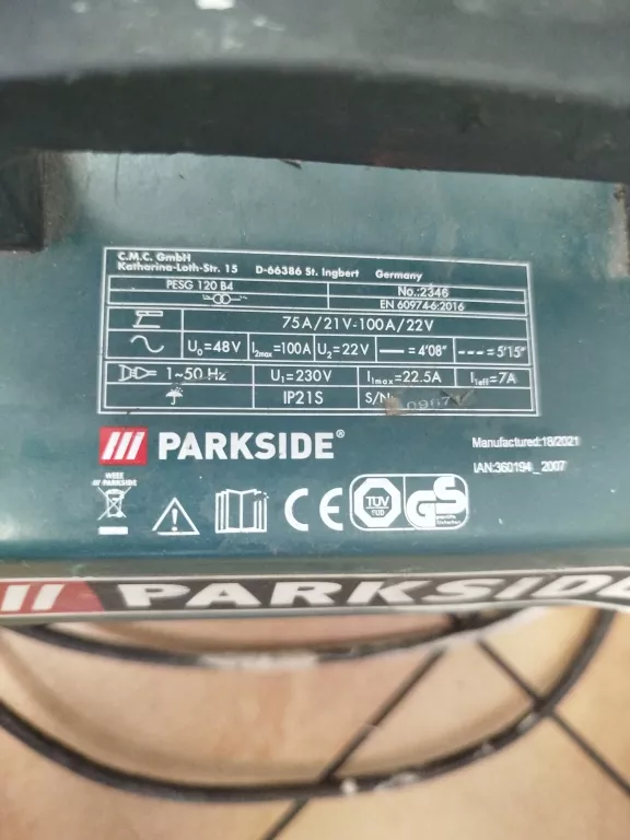 SPAWARKA TRANSFORMATOROWA PARKSIDE PESG 120 B4