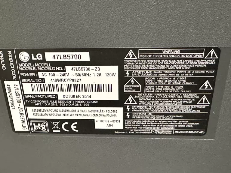 TELEWIZOR LG 47LB5700 47 CALI