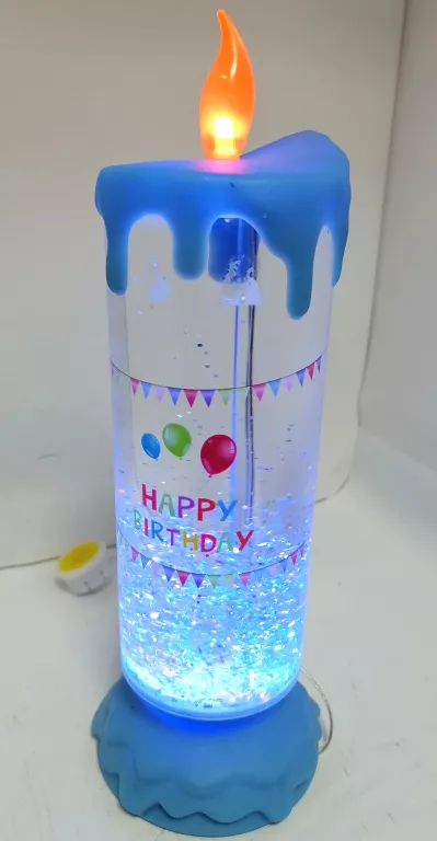 LAMPKA Z BROKATEM W KSZTAŁCIE ŚWIECZKI HAPPY BIRTHDAY