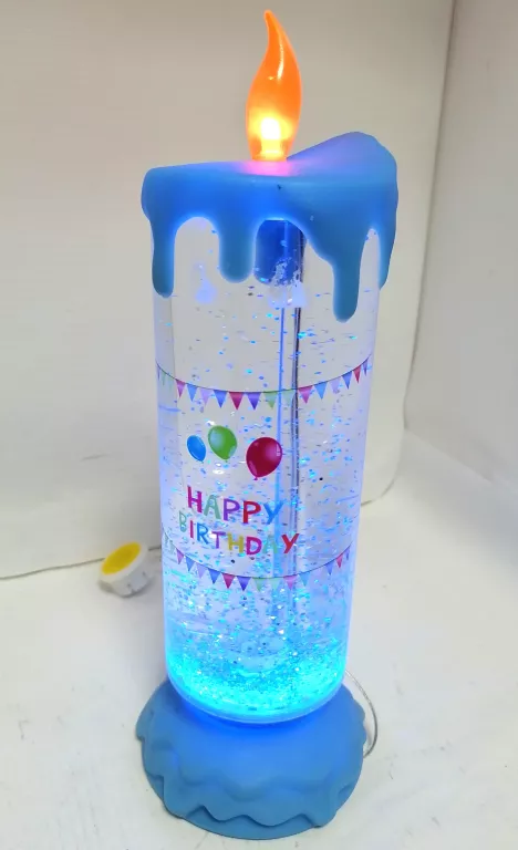 LAMPKA Z BROKATEM W KSZTAŁCIE ŚWIECZKI HAPPY BIRTHDAY
