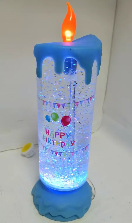 LAMPKA Z BROKATEM W KSZTAŁCIE ŚWIECZKI HAPPY BIRTHDAY