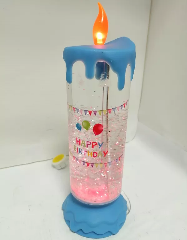 LAMPKA Z BROKATEM W KSZTAŁCIE ŚWIECZKI HAPPY BIRTHDAY