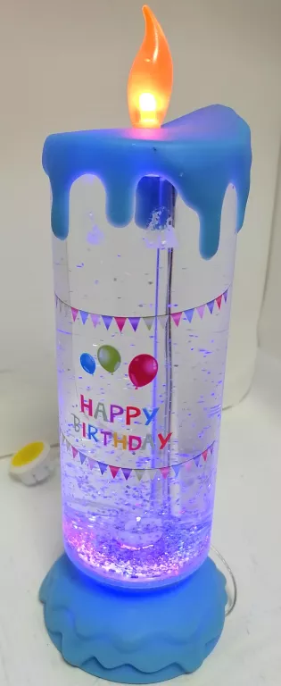 LAMPKA Z BROKATEM W KSZTAŁCIE ŚWIECZKI HAPPY BIRTHDAY