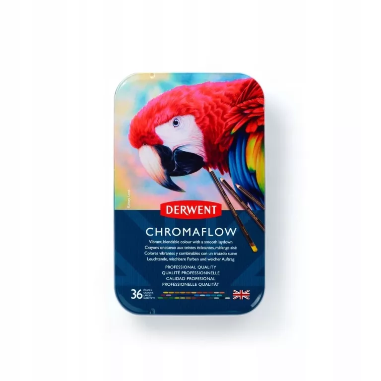 DERWENT CHROMAFLOW 2306012 KREDKI RYSUNKOWE 36 KOLORÓW W METALOWYM PUDEŁKU