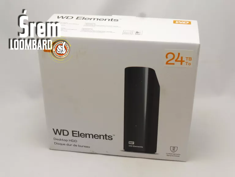 DYSK ZEWNĘTRZNY/MAGAZYN DANYCH WD ELEMENTS DESKTOP 24TB, KOMPLET, IGŁA STA