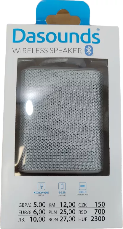 GŁOŚNIK BEZPRZEWODOWY DASOUNDS WIRELEESS SPEAKER 132561 SZARY