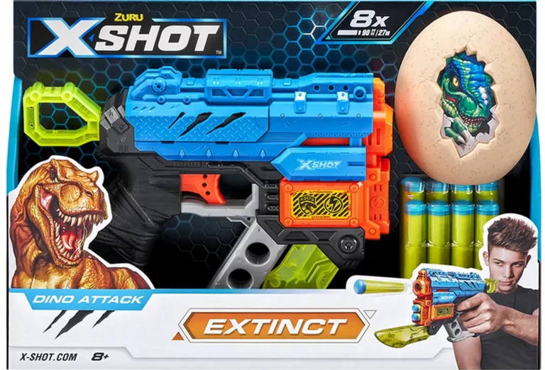 DOSKONALY PISTOLET XSHOT ZURU DINO ATACK EXTINCT STAN IDEAŁ