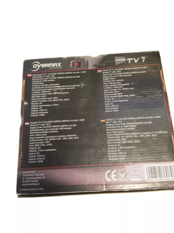 PRZENOŚNY TELEWIZOR OVERMAX OV-PTV-Z07 7'' LC