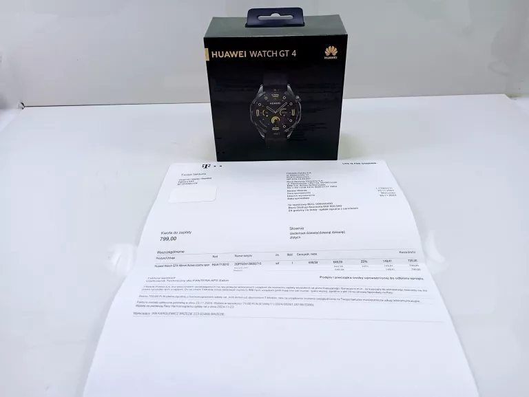 SMARTWATCH HUAWEI WATCH GT 4 46MM ACTIVE CZARNY #IGŁA #GWARANCJA