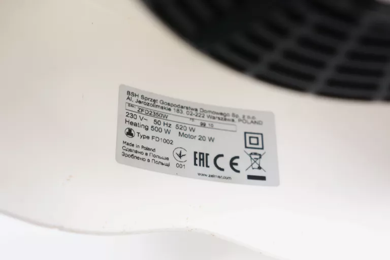 SUSZARKA SPOŻYWCZA ZELMER ZFD2350W