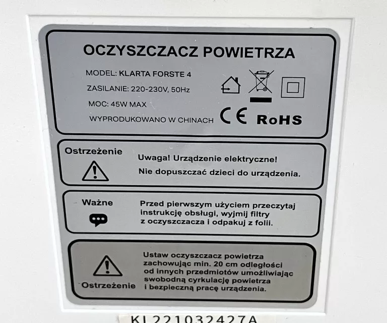 OCZYSZCZACZ POWIETRZA KLARTA FORSTE 4