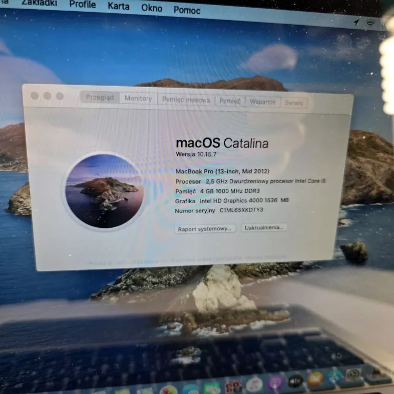 LAPTOP APPLE MACBOOK PRO A1278 13,3 " INTEL CORE I5 4 GB / 120 GB CZARNY