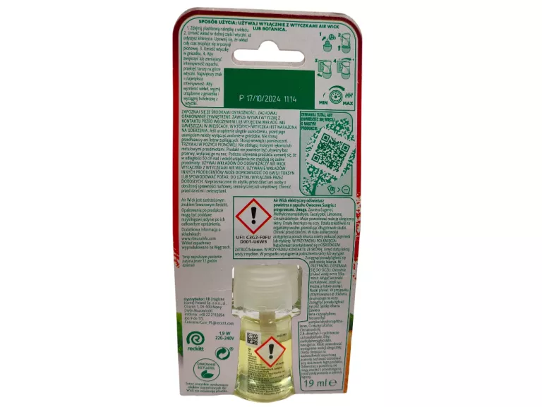 AIR WICK ODŚWIEŻACZ POWIETRZA OWOCOWA SANGRIA Z PRZYPRAWAMI WKŁAD 19 ML