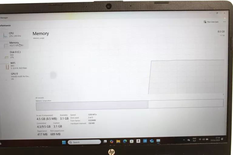 LAPTOP HP 15S-FQ2009NW 15,6 " INTEL CORE I5 8 GB / 512 GB SZARY