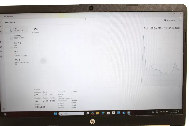LAPTOP HP 15S-FQ2009NW 15,6 " INTEL CORE I5 8 GB / 512 GB SZARY