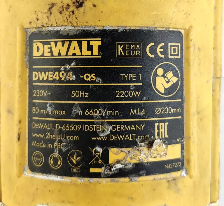 SZLIFIERKA KĄTOWA DEWALT DWE494