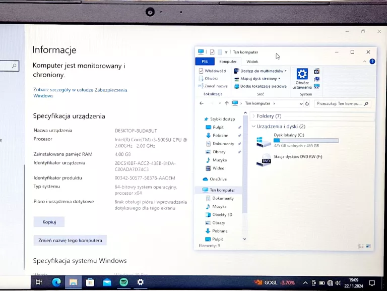 LAPTOP DELL I3/4GB/500GB ŁAD
