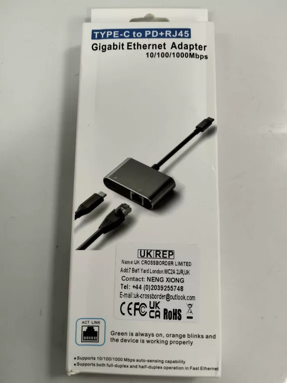 ADAPTER GIGABIT ETHERNET TYPE-C TO PD+RJ45