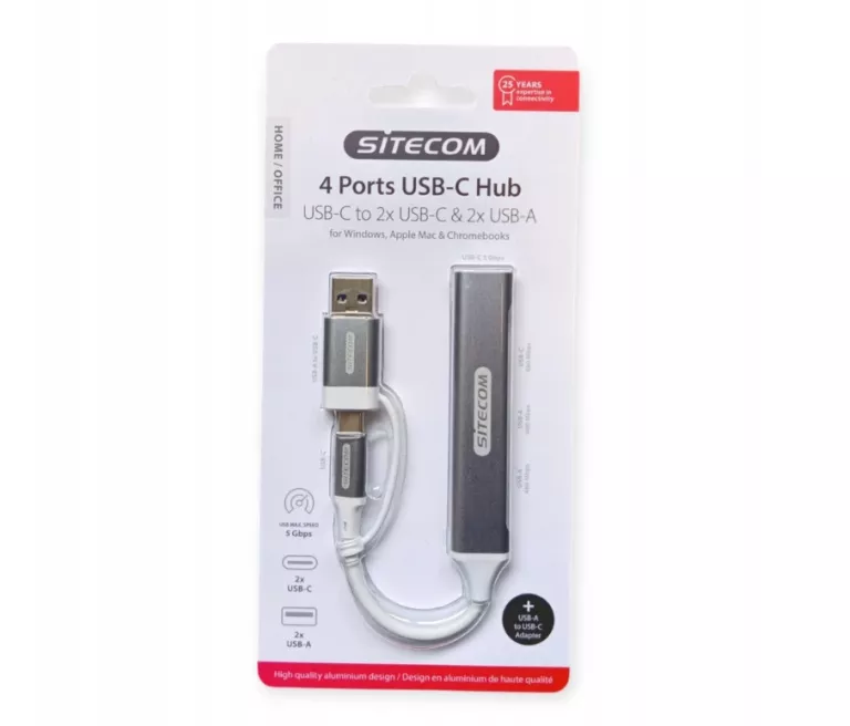 HUB USB-A/USB-C NA 2X USB-A/USB-C SITECOM