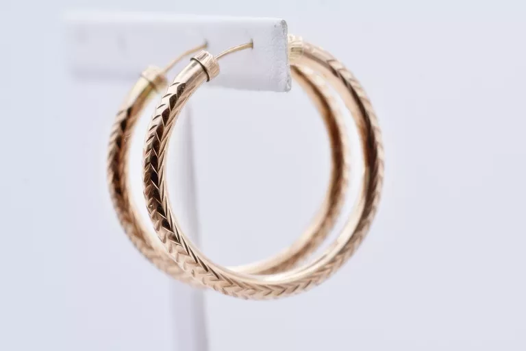 za007-piekne-zlote-kolczyki-duze-kola-z-tloczonym-wzorkiem-375-38mm-stan-11323-2