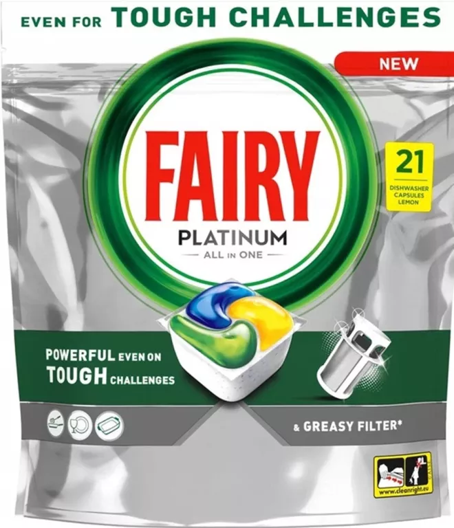 FAIRY PLATINUM CYTRYNA KAPSUŁKI DO ZMYWARKI ALL IN ONE, 21 TABLETEK