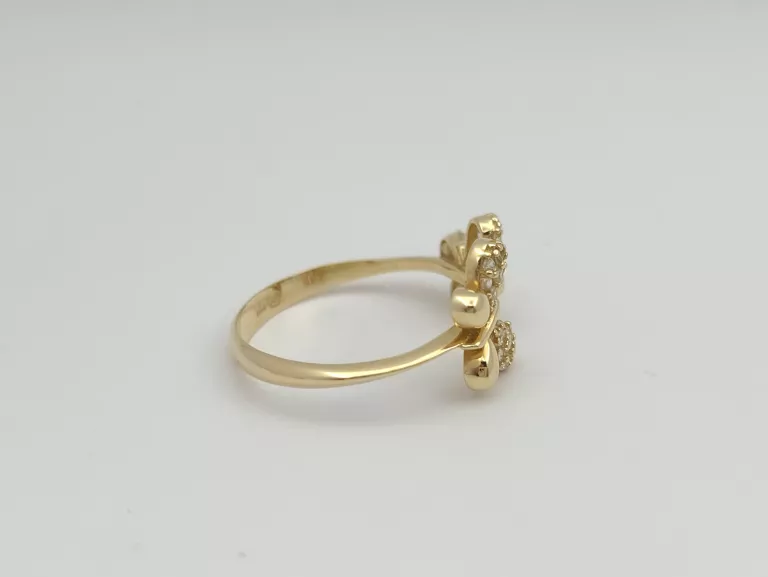 ZŁOTY PIERŚCIONEK MOTYLKI Z CYRKONIAMI - 585 14K R.18 2,50G